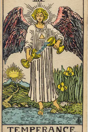 Upright Major Arcana card 14, Temperance