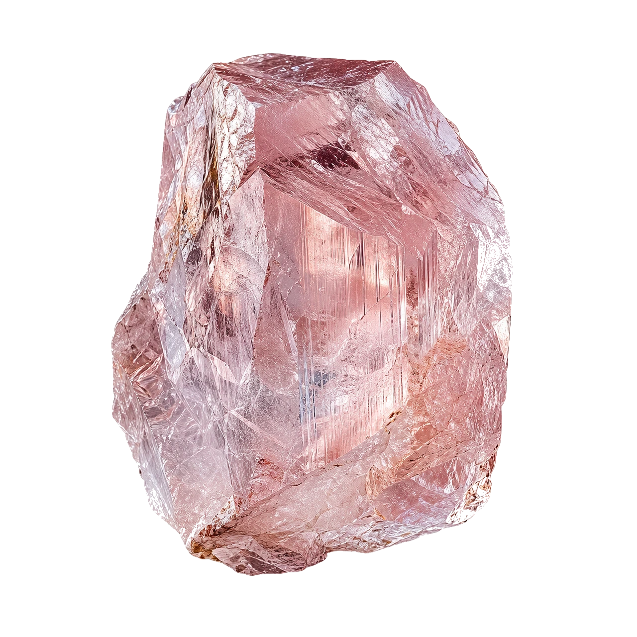 Reference illustration: grouped rough morganite beryl crystals with pale peach-pink hexagonal prisms.