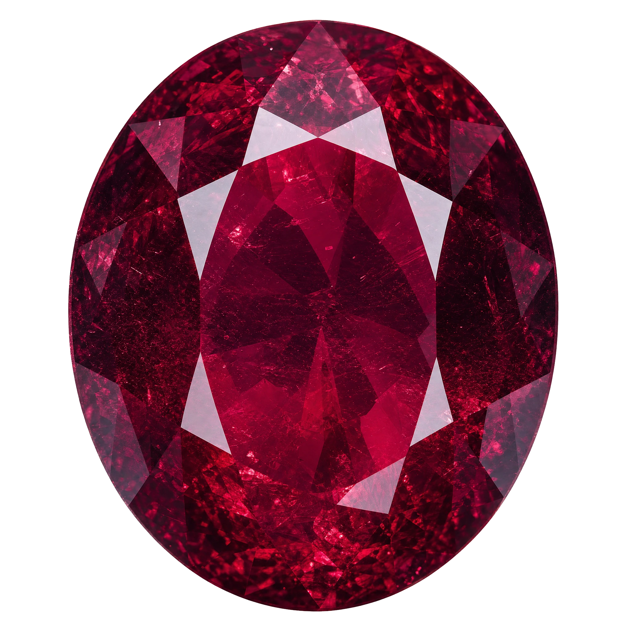 Reference illustration: grouped natural rough ruby corundum crystals with deep red barrel forms and matrix.