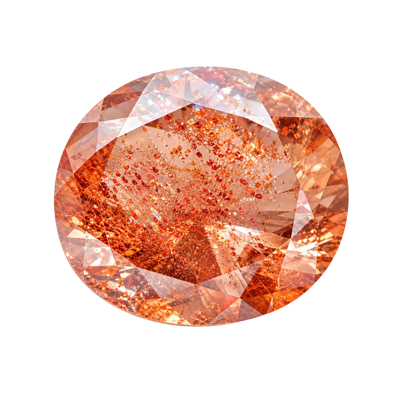 Reference illustration: grouped rough sunstone with peach feldspar and restrained coppery aventurescence.