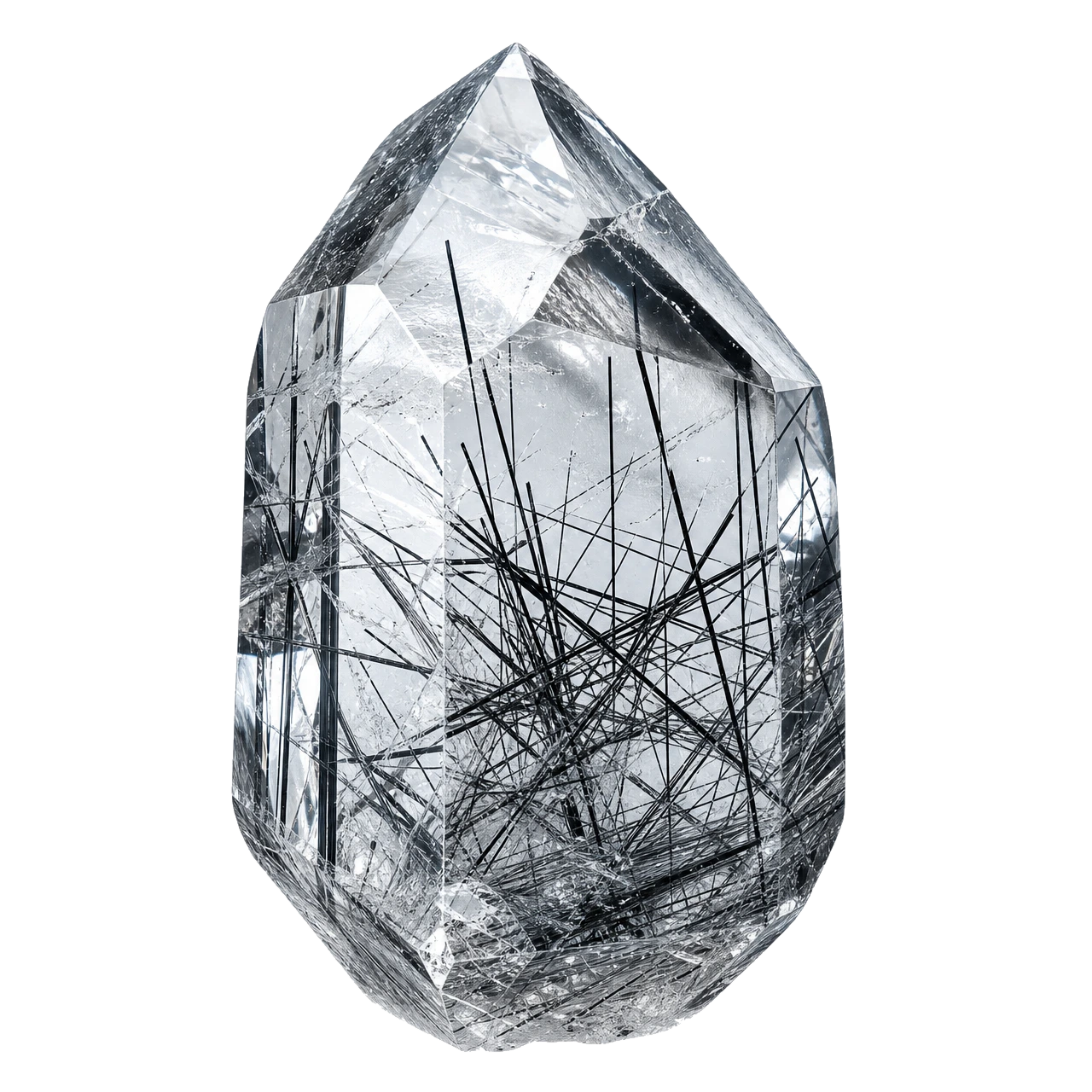Reference illustration: natural quartz specimens with irregular black tourmaline inclusions.