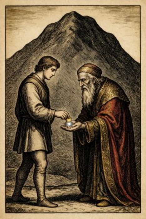 Reverse Tarot card 05, Father and Son